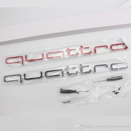 Quattro Logo Emblem Badge Car 3D Stickers ABS Quattro Stickers Front Grill Lower Trim For Audi A4 A5 A6 A7 RS5 RS6 RS7 RS Q3 Car A308r