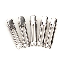 50 Single Prong Krokodil Alligator Bogen Zähne Haarspangen Silber Metall DICRH