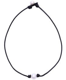 Einzelne Süßwasser Zuchtperlen Choker Halskette für Frauen Echtes Leder Schmuck handgemachtes Geschenk zum Valentinstag Weihnachten