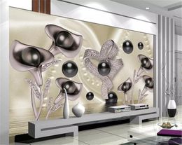 Photo Wallpaper 3d Calla Butterfly Water Wave Reflection Living Room TV Background Bound Wall Painting Wallpaper