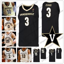 College Basketball Wears 2020 Vanderbilt Commodores #1 Dylan Disu 3 Maxwell E 4 Kenyon Martin Jr. 15 Clevon Brown White Black Men Youth