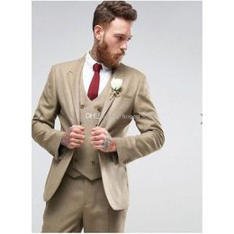 Handsome One Button Groomsmen Peak Lapel Groom Tuxedos Men Suits Wedding/Prom/Dinner Best Man Blazer(Jacket+Pants+Tie+Vest) A364