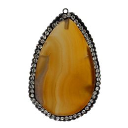 Fashionable natural agate piece pendant bag edge is set auger yellow agate piece Jewellery is distinctive surprise gem