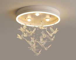 Modern Crystal LED ceiling lights Nordic Iron Glass fixtures Novelty Bird lighting for bedroom kids living room ceiling lamps MYY