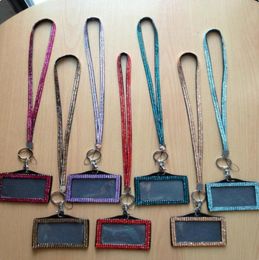 Rhinestone Bling Crystal Lanyard with Vertical ID Badge Holder Neck Strap for Cell phone Mobile phone samsung hot selling