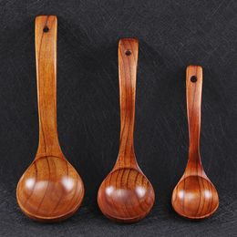 Large wooden soup spoon japanese style long handle pot porridge kitchen accessories wood cooking spoon bulk
