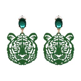 Fashion-Tulip new design tiger head shape earring muti color choose creative animal earring rhinestone fashion gifts high quality