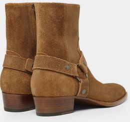 Vendita calda-2017 Uomo Fashion Slp Classic Wyatt 40 Harness Boots In Camel Suede Men Shoes