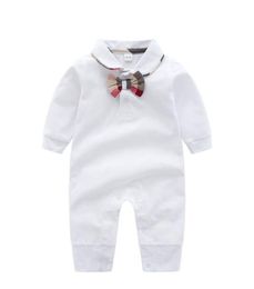 Venda imperdível roupas de marca para bebê bebê bowknot macacão novo algodão recém-nascido bebê meninas menino primavera outono macacão crianças designer macacões infantis