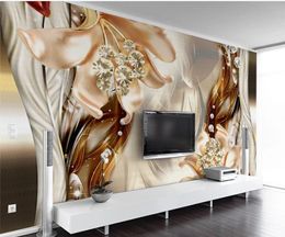 wallpaper for walls 3 d for living room Fantasy 3d stereo Jewellery flower Jewellery background wall