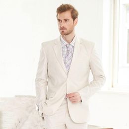 Beige Men Suits For Wedding Suits Business Blazer Slim Fit Formal Bridegroom Groom Wear Prom Tuxedos Custom Made High Quality Jacket+Pants