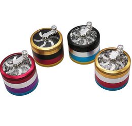 The latest Smoke grinder 63X60MM size Colourful hand-cranked cigarette lighter four-layer zinc alloy Coloured metal manual smoking grinder