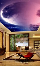 Custom Photo Fantasy night sky meteor ceiling Ceiling Mural Paintings Living Room Ceiling Wallpaper Papel Pintado Pared