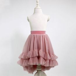 Girls Hi-lo tutu skirts Kids girl Mauve Tulle Skirt Wedding Bridal Bridesmaid Skirt Knee Length Skirt with Ruffles 1-10 YS