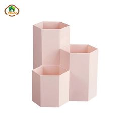 Msjo Makeup Organizer Plastic Makeup Box 3 Lattices Jewelry Cosmetics Brush Storage Box For Office Desk Stationery Organizers