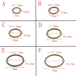 50pcs lot Antique Brass O rings Metal Non Welded Nickel Plated Collars Round Loops Belt Buckle Package Accessorie 12mm-38mm