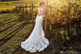 Sexy Illusion Back Lace Mermaid Wedding Dresses 2020 Eddy K Straps Deep V Neck Appliques Tulle Summer Garden Bridal Gowns319m