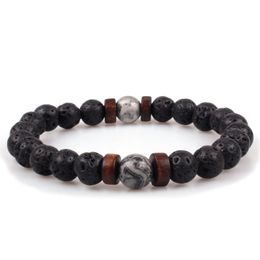 3styles Volcano Lava Stone wood Bead Bracelet Diy Essential Oil Diffuser Bracelet for women men jewelry