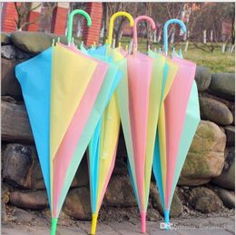 Transparent Clear EVC Umbrella Dance Performance Long Handle Rainbow Umbrellas Beach Wedding Colourful Umbrella for Men Women Kids Camping