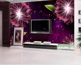 beibehang papel de parede 3d Purple fantasy flower wallpaper decorative mural tv background home interior wall papers home decor