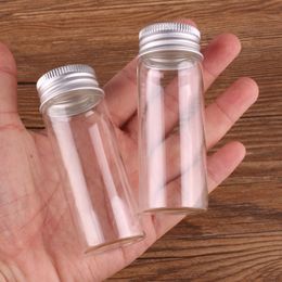 24pcs 40ml Size 30*80mm Transparent Glass Perfume Spice Bottles Tiny Jars Vials With Silver Screw Cap