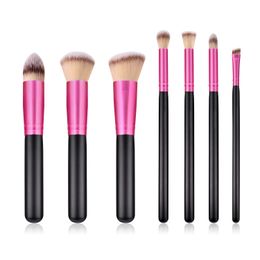 Professional 7Pcs makeup brushes set wood handle soft nylon brush head make-up tools for Eye shadow blush cosmetics drop shipping