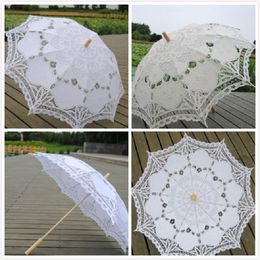 68cm Long handle lace Umbrellas Handmade Art wedding Bridesmaid gifts Embroidery Wedding Umbrella parasol Romantic Bridal photograph