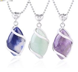 Women Trendy Jewellery Pendants for Necklace Choker Making Horse Eye Shaped Natural Gemstone Charms Pendant with Love Heart Buckle GD249