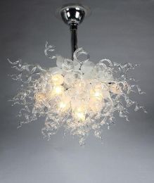 Hotel Lobby Chandelier Office Led Light 100% Mouth Blown Borosilicate Glass Art White Colour Hand Blown Glass Chandelier