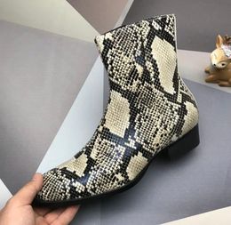 New Best Sl Mens Knight Square Heel Snakeskin Snow Winter Ankle Martin Cow Leather Wearproof Handmade Booties SZ38-47