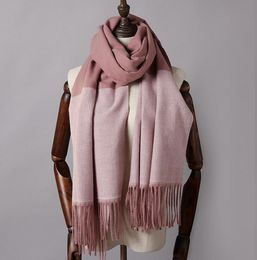 Wholesale-Soft cashmere wool scarf female autumn and winter long tassel thickening warm British plaid cashmere shawl