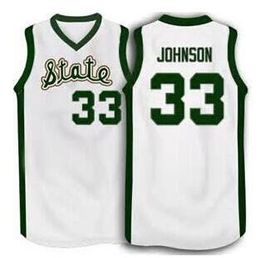 Custom Men Youth women Vintage Johnson #33 State College Basketball Jersey Size S-4XL or custom any name or number jersey