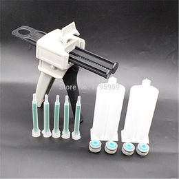 50ml Two Component AB Glue Dispensing Gun Hand Tools Dispenser with 2 set 50ml Empty Dual-Barrel Cartridge and 5pc AB Mixed Tube