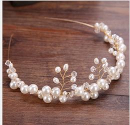 Handmade Pearl Hair Head Button Wedding Garment Accessory Hair Belt Crown Hair Hoop Bride Jewellery