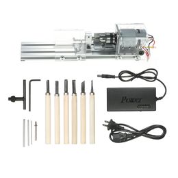 Freeshipping Us Plug Mini Lathe Beads Machine 100W Woodworking Diy Lathe Polishing Cutting Mini Drill Rotary Tool Standard Set