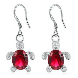 Wholesale-Women Crystal Turtle Silver Drop Earring Women Party Dating Everyday Wear Jewellery