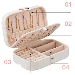 Earrings Rings Jewellery Box Imitation Leather Travel Earring Ring Bracelet Necklaces Multi-function Storage Boxes Cases Organiser ZZA1372a