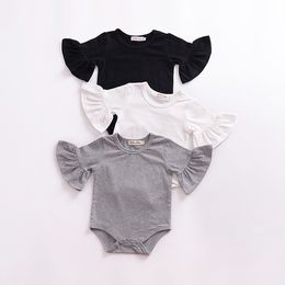 Baby Girls Rompers New Summer Flare Sleeve Romper Spädbarn Ruffle ärmar Solid Jumpsuit Kids Fashion Boutique Children Climbing Clothing Z01