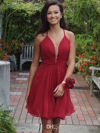 2019 Cheap Hot Red Short Homecoming Dress A Line Chiffon Juniors Sweet 15 Graduation Cocktail Party Dress Plus Size Custom Made