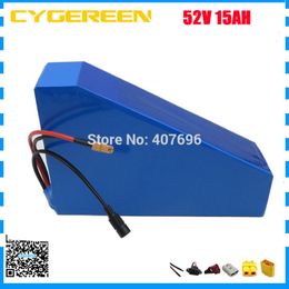 51.8V 15AH lithium battery pack 52V 15AH triangle battery use 2200mah cell 15A BMS for 52V Ebike With free bag 2A Charger