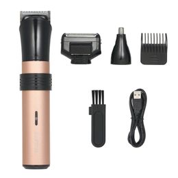 Rechargeable Electric Hair Trimmer Clipper Kit Men's Beard Moustache Shaver with Guide Comb & Nose Hair Remover Haircut Kit