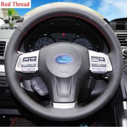 DIY Sewing-on PU Leather Steering Wheel Cover Exact Fit For Subaru Forester 2013-2015