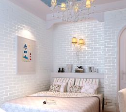 High foaming white brick non woven wallpaper for walls rustic TV background brick wall paper rolls, Papel de parede