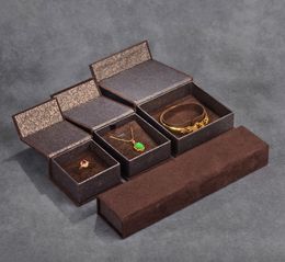 Brown Jewellery Paper Boxes Necklace Packing Velvet Box Earring Box Ring Packaging Wholesale Free Shipping