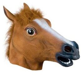 Brown Horse Head Silicone Mask Creepy Horse Head Mask Toy Animal Head Mask for Halloween Costume