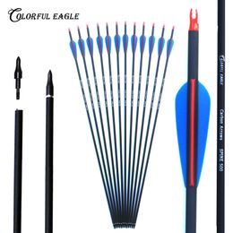 Replaceable Arrow heads 28/30/31inch mix Carbon arrow 500 spine,Hunting & practice archery for Compound Recurve bow shooting