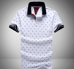 Stock clearance Mens Printed Polos Shirts 100% Cotton Short Sleeve Camisas Stand Collar Male Shirt M-3XL