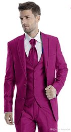 Handsome Two Buttons Groomsmen Notch Lapel Groom Tuxedos Men Suits Wedding/Prom/Dinner Best Man Blazer(Jacket+Pants+Tie+Vest) 796