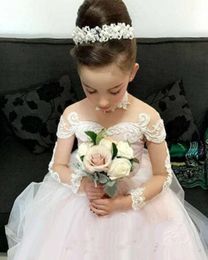 Ball Gown Girls Pageant Dresses Off Shoulder Tulle Floor Length Toddler Birthday Dresses Party Dresses Cupcake