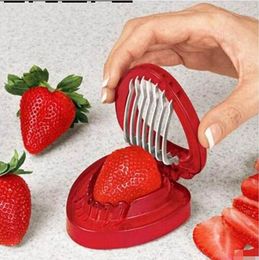 Strawberry Slicer Fruit Carving Tools 1 PC Blade Craft Salad Cutter Stainless Steel Portable Kitchen Gadgets GB718